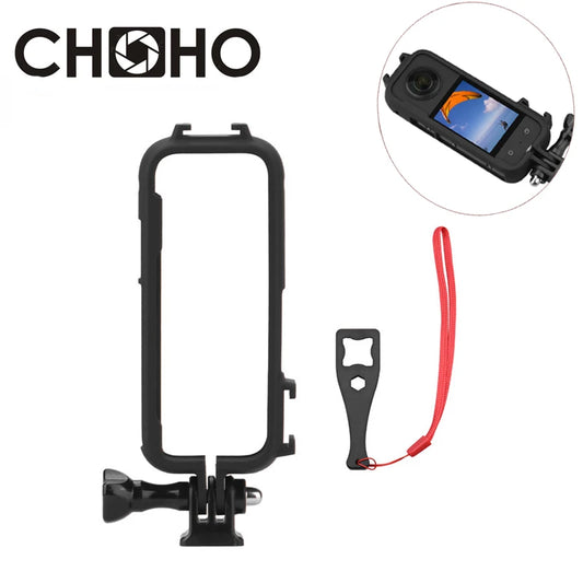 Insta360 X3 Protective Cage Case - Camera Frame Shell with Hot Shoe & Base Mount