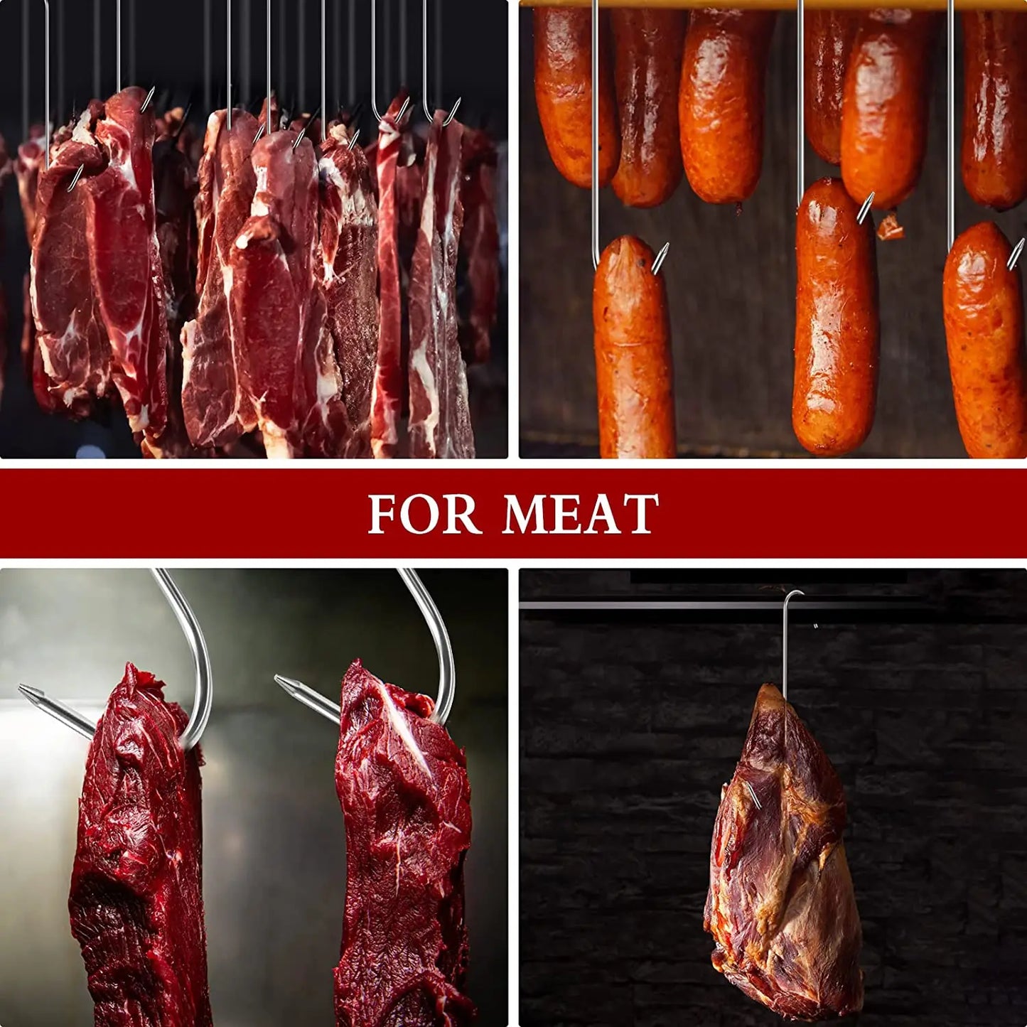 Premium Stainless Steel S Hook for Smoking, Butchering, and BBQ - Ideal for Chicken, Pork, Sausage, and Bacon