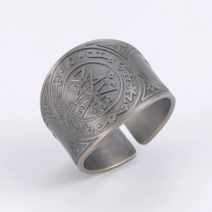 Dawapara 7 Archangels Protection Ring – Metatron Cube, Lilith Symbol, King Solomon Secrets Vintage Amulet Jewelry