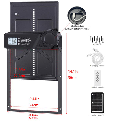 Solar-Powered Auto Chicken Coop Door – Automatic with USB Charging, 4 Modes, Timer & Light Sensor