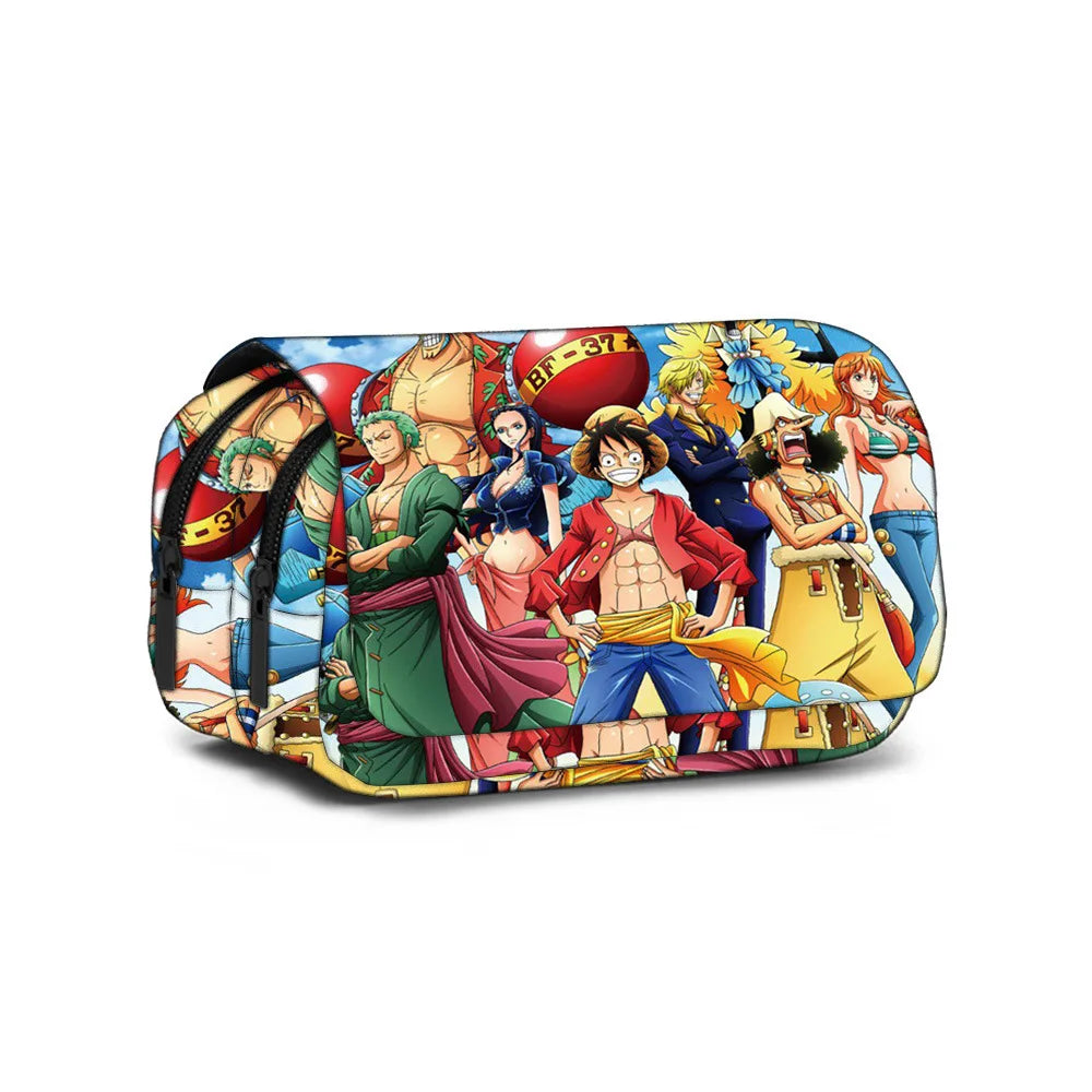 One Piece Pencil Case – Large Capacity Anime Pen Bag with Luffy & Zoro Print for Students & Gifts