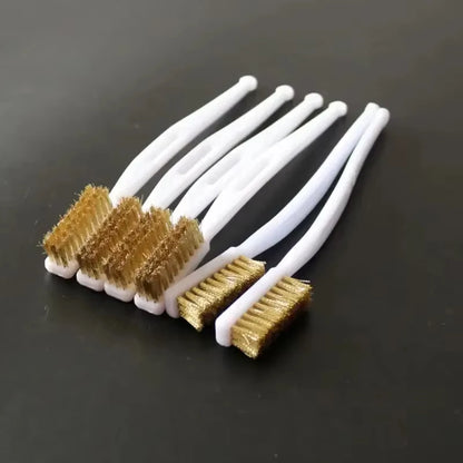 Mini Brass Wire Brush Set - Copper Plated Metal Cleaning Tool for Rust Removal Paint Stripping & Polishing