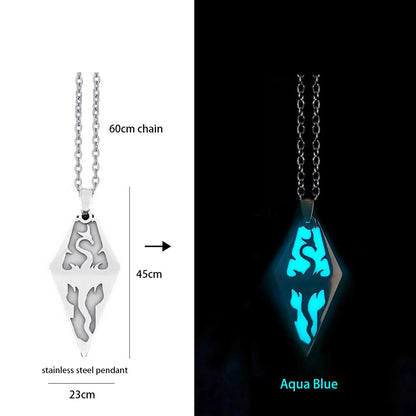 Hip-Hop Rock Dragon Necklace – Stainless Steel Chain with Luminous Alloy Pendant, Glow-in-the-Dark Night Dance Jewelry