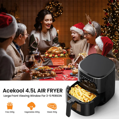 5-Quart Digital Air Fryer Toaster Oven Combo – 8 Cooking Presets, Oil-Free Cooker with Visible Window & Dishwasher Safe Basket