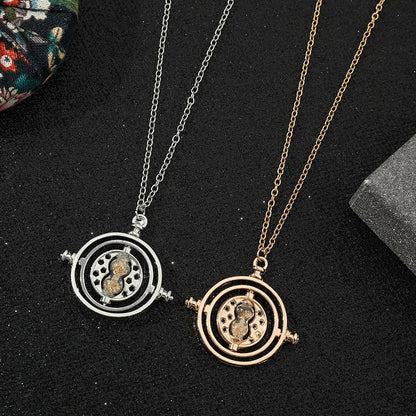 Harried Time-Turner Hourglass Necklace - 360° Rotatable Cosplay Pendant for Magic School Fans and Collectors