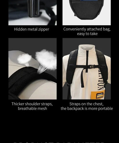 LOY LED Knight Cycling Backpack - Waterproof Motorcycle Helmet Bag with Bluetooth APP Control, Hard Shell Laptop Bag with LED Lights