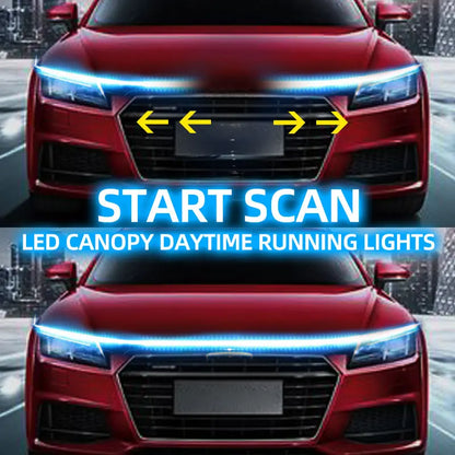RXZ LED Car Hood Running Light - 12V Dynamic Scan DRL Decorative Ambient Lamp