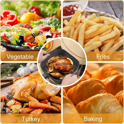 Thick Reusable Silicone Square Air Fryer Liners - Air Fryer Silicone Pot Replacement for Parchment Liner Paper, Air Fryer Basket Accessory