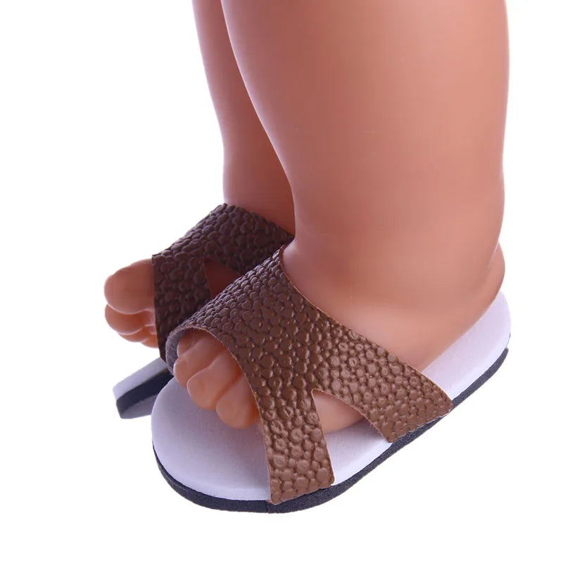 7cm Doll Sandal Shoes for 43cm Born Baby & 18-Inch American Dolls — Accessories for Doll Clothes, Girl’s Toy Gift