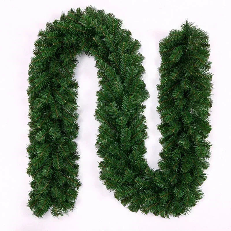 2.7M LED Rattan Christmas Garland – DIY Wreath for Stairs, Fireplace, Tree & Home Decoration