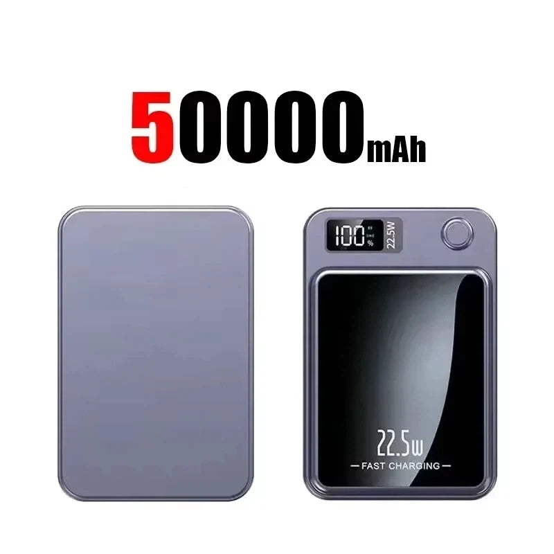 Lenovo 100000mAh Magnetic Power Bank - Wireless Fast Charger Portable Battery Pack for iPhone, Samsung & Xiaomi