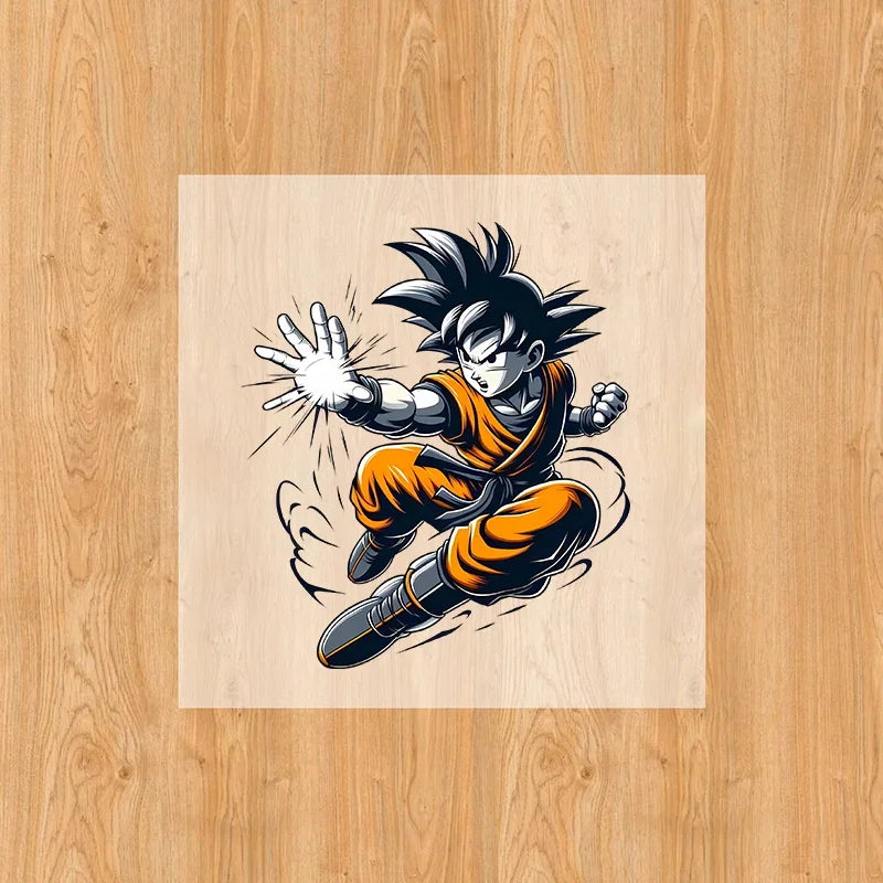 Dragon Ball Goku Heat Transfer Sticker – DIY Anime Iron-On Patch for T-Shirts & Sweatshirts