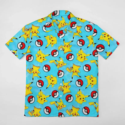 Summer Men's Short Sleeve Shirt – Cute Animal Print, Open Button Lapel, Comfortable Casual Top