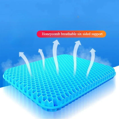 Gel Seat Cushion – Breathable Honeycomb Design for Pressure Relief, Back & Tailbone Pain Relief, Ideal for Home, Office, Wheelchair & Car Chairs
