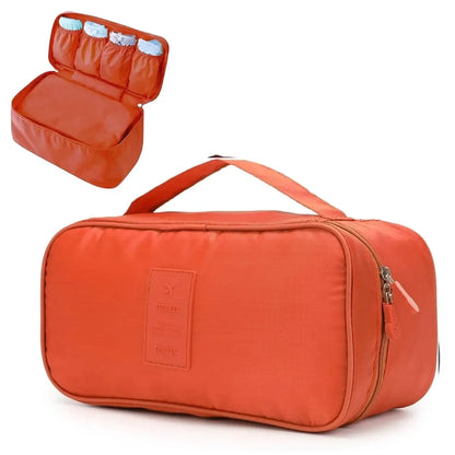 Portable Travel Organizer Bag - Multi-Function Bra Underwear Storage Case and Cosmetic Toiletry Pouch for Outdoor Trips