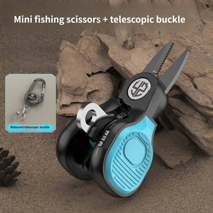 Portable Stainless Steel Fishing Lure Scissors - Serrated PE Line Cutter with Telescopic Buckle