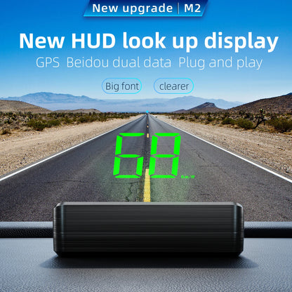 M2 Head-Up Display Digital Speedometer GPS HUD – Plug & Play Windshield Projector with Large KMH Font for All Cars