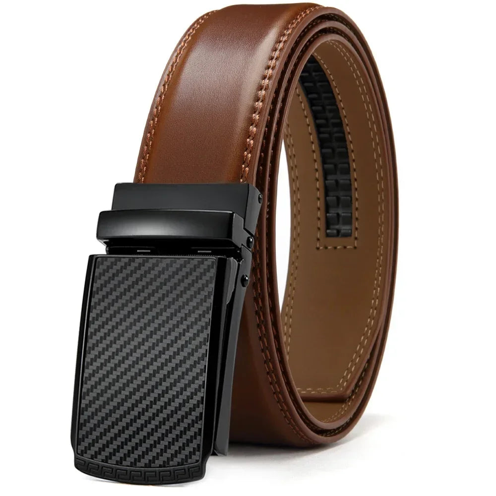 Men’s Luxury Genuine Leather Belt – High-Quality Cowhide with Metal Automatic Alloy Buckle