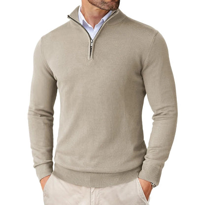 Men's Quarter Zip Sweater - Slim Fit Lightweight Mock Neck Knitted Pullover Casual Outdoor Streetwear Top