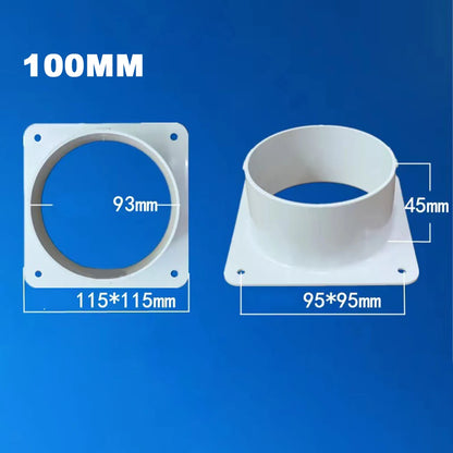 White Air Vent Duct Connector Flange – Straight Square Bottom Pipe for Easy Ventilation Duct Installation