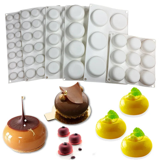7-Option Flat Round Silicone Cake Molds — DIY Mousse, Chocolate, Dessert, Pudding & Jelly Baking Tools