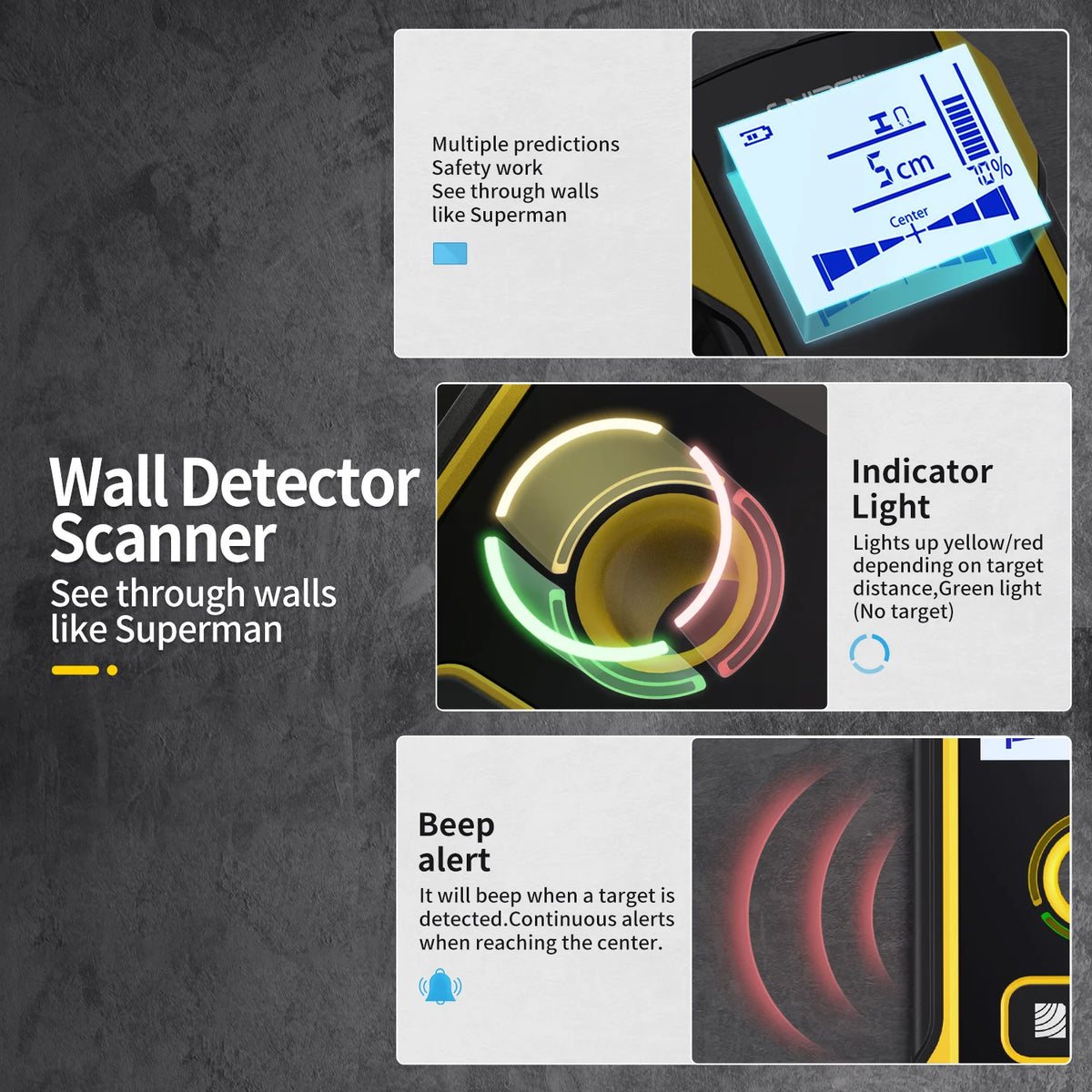 FNIRSI WD-01/WD-02 Wall Scanner & Metal Detector - AC Wire, Metal, Wood Stud & Cable Finder