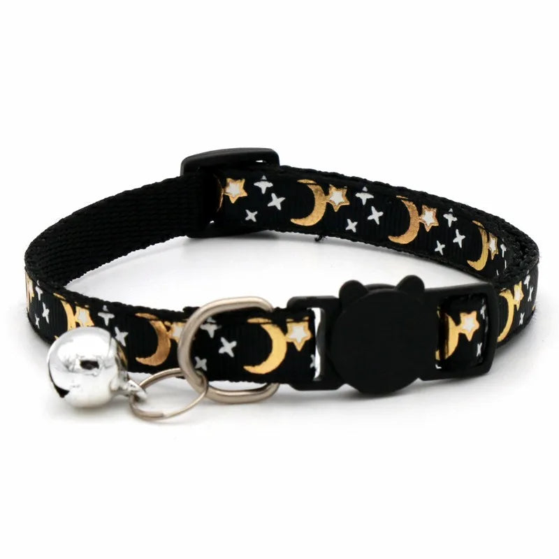 Pet Collar with Bell – Adjustable Cartoon Footprint Necklace for Dogs, Puppies & Kittens, Colorful Safety Bell Accessory