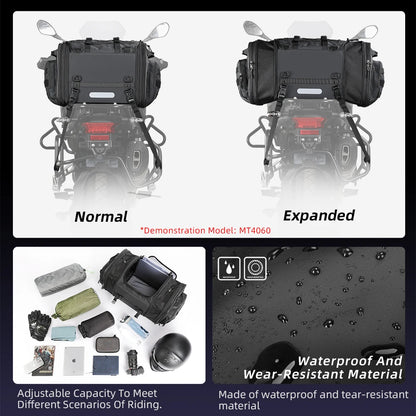 Rhinowalk Waterproof Motorcycle Travel Luggage Bag – 19L–80L Expandable Rear Tail/Trunk Rack Bag for Most Motorcycles