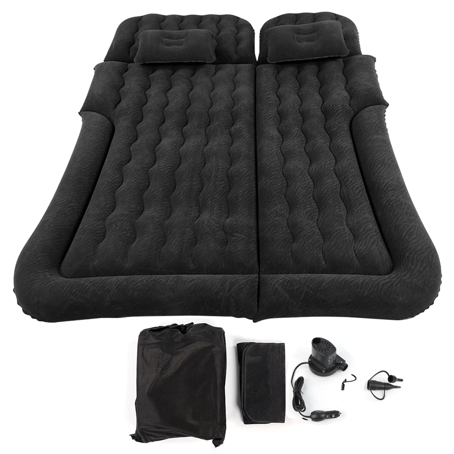 2-in-1 Car Inflatable Bed – PVC Flocking Travel Mattress & Soft Cushion for Car & SUV