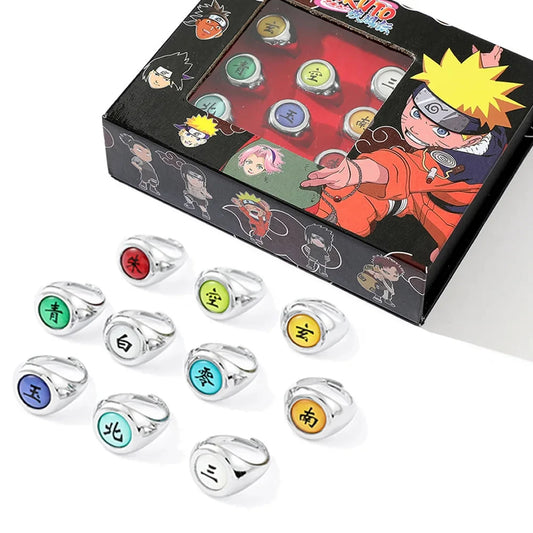 10PCS Bandai Naruto Akatsuki Rings — Itachi Anime Figure Cosplay Accessories, Jewelry & Toys for Boys & Kids Gifts