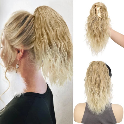 LUPU 14" Synthetic Curly Claw Clip-In Ponytail – Heat-Resistant Fashion Hair Extension for Daily Wear, Halloween & Holidays
