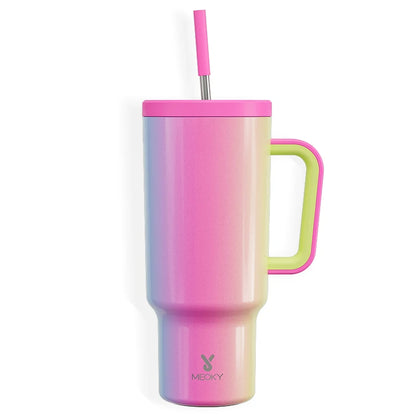 Meoky 40oz Mug Tumbler with Handle – Insulated Stainless Steel Tumbler with Lid & Straw, Coffee Thermos Cup, Heat Press Ready