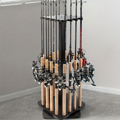 360° Rotating Fishing Rod Holder Rack - 16 Rod Floor Stand Organizer for Garage & Fishing Gear Storage