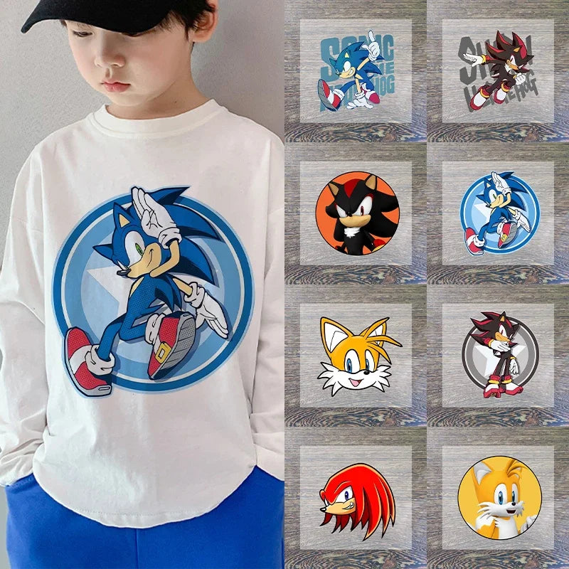 Sonic Cartoon Iron-On Patches – DIY Heat Transfer Anime Stickers for Clothing & Custom T-Shirts