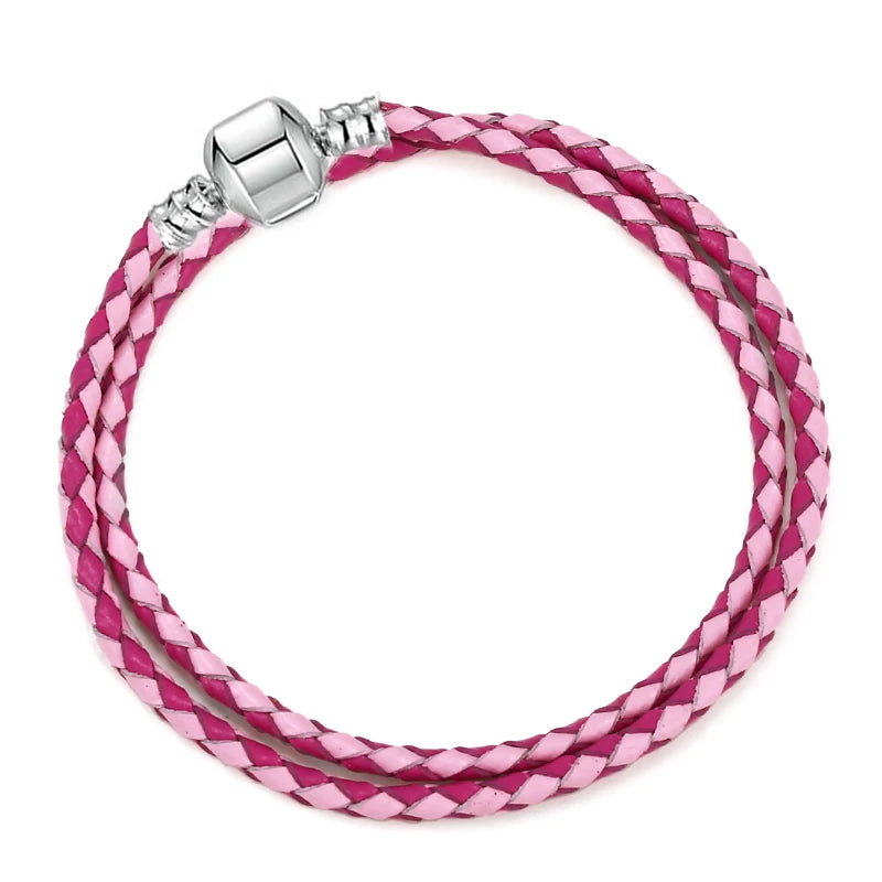 BAOPON 9-Color Leather Charm Bracelet - DIY Chain Jewelry Gift for Women & Girls