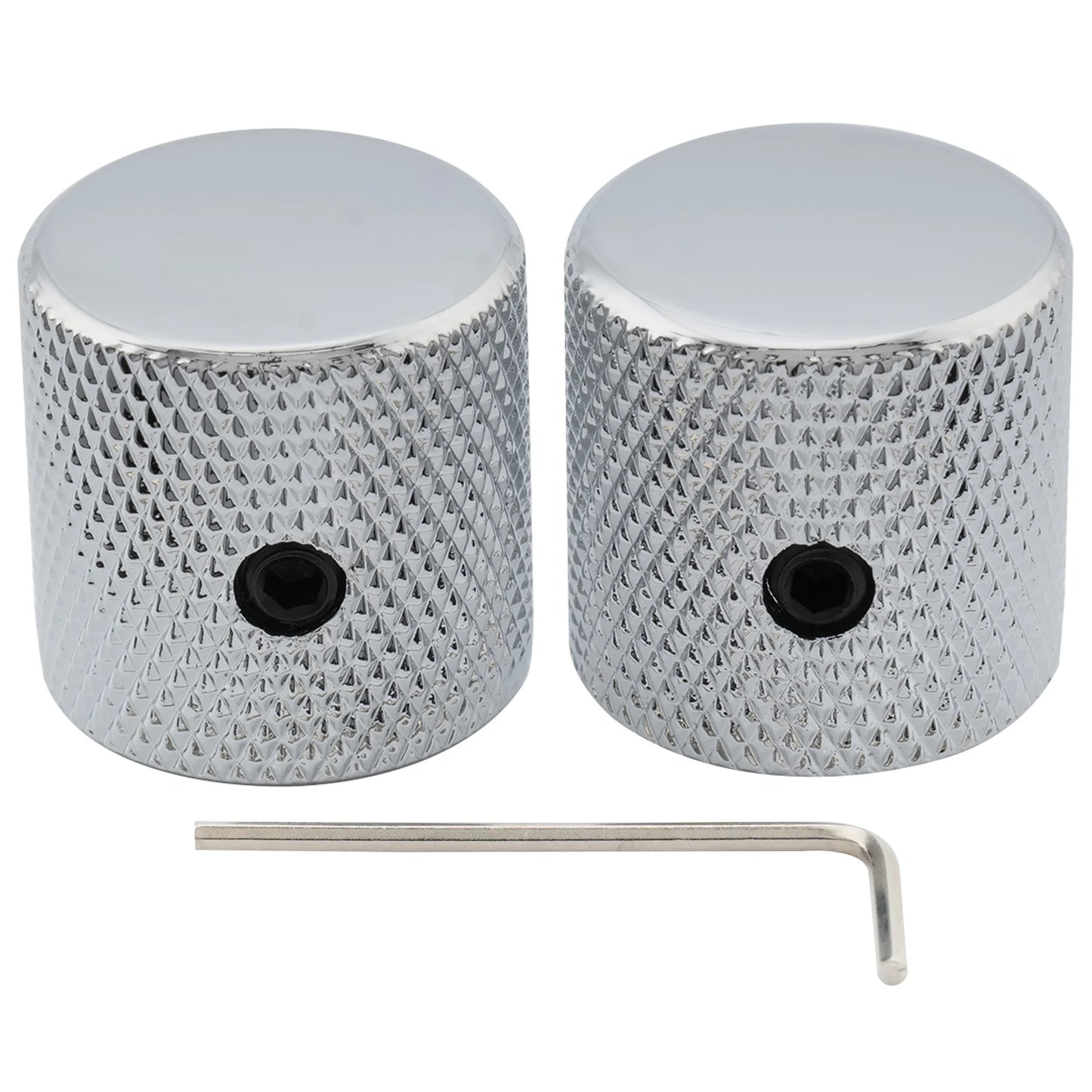Musiclily Pro Guitar Control Knobs - 1/4 Inch Steel Flat Top Knobs with Set Screws for Electric Guitar & Bass (2PCS)