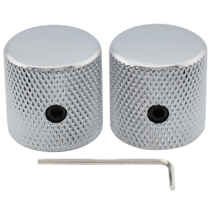 Musiclily Pro Guitar Control Knobs - 1/4 Inch Steel Flat Top Knobs with Set Screws for Electric Guitar & Bass (2PCS)