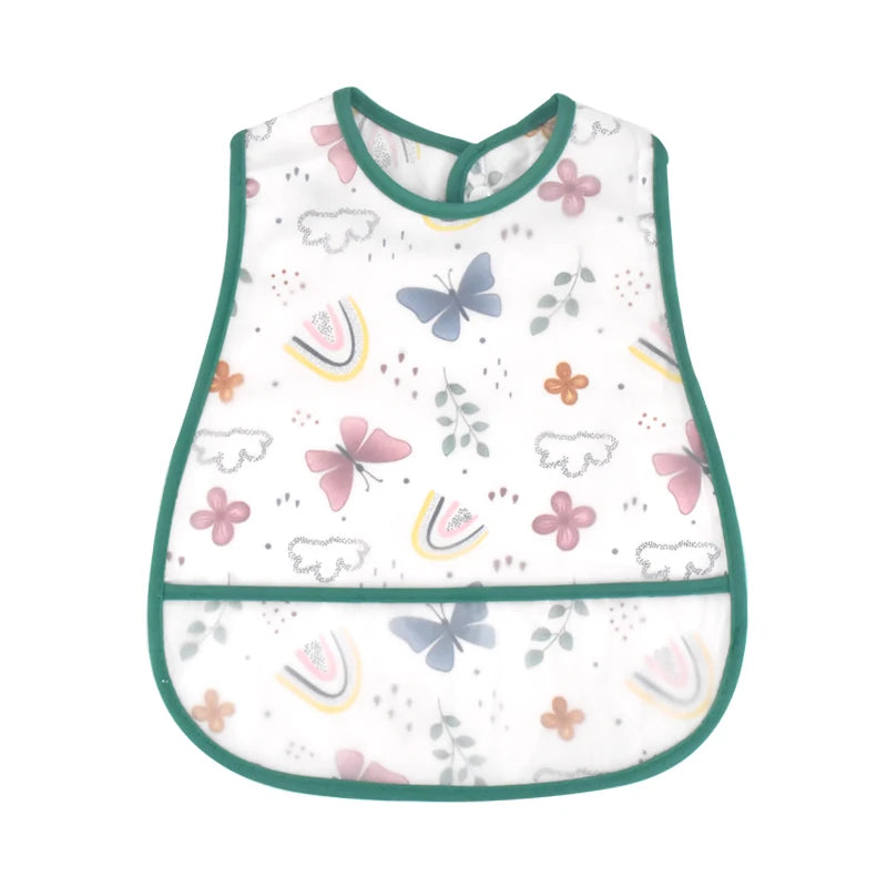 Adjustable Baby Bibs - Waterproof EVA Cotton Cartoon Feeding Bibs with Burp Cloth for Boys & Girls