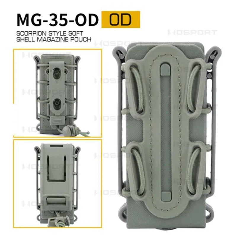 Tactical 9mm Single Magazine Pouch – MOLLE Clip, Quick Release FastMag Holder for P226, Glock 17/19, Beretta M9/PX4, Hunting Gear