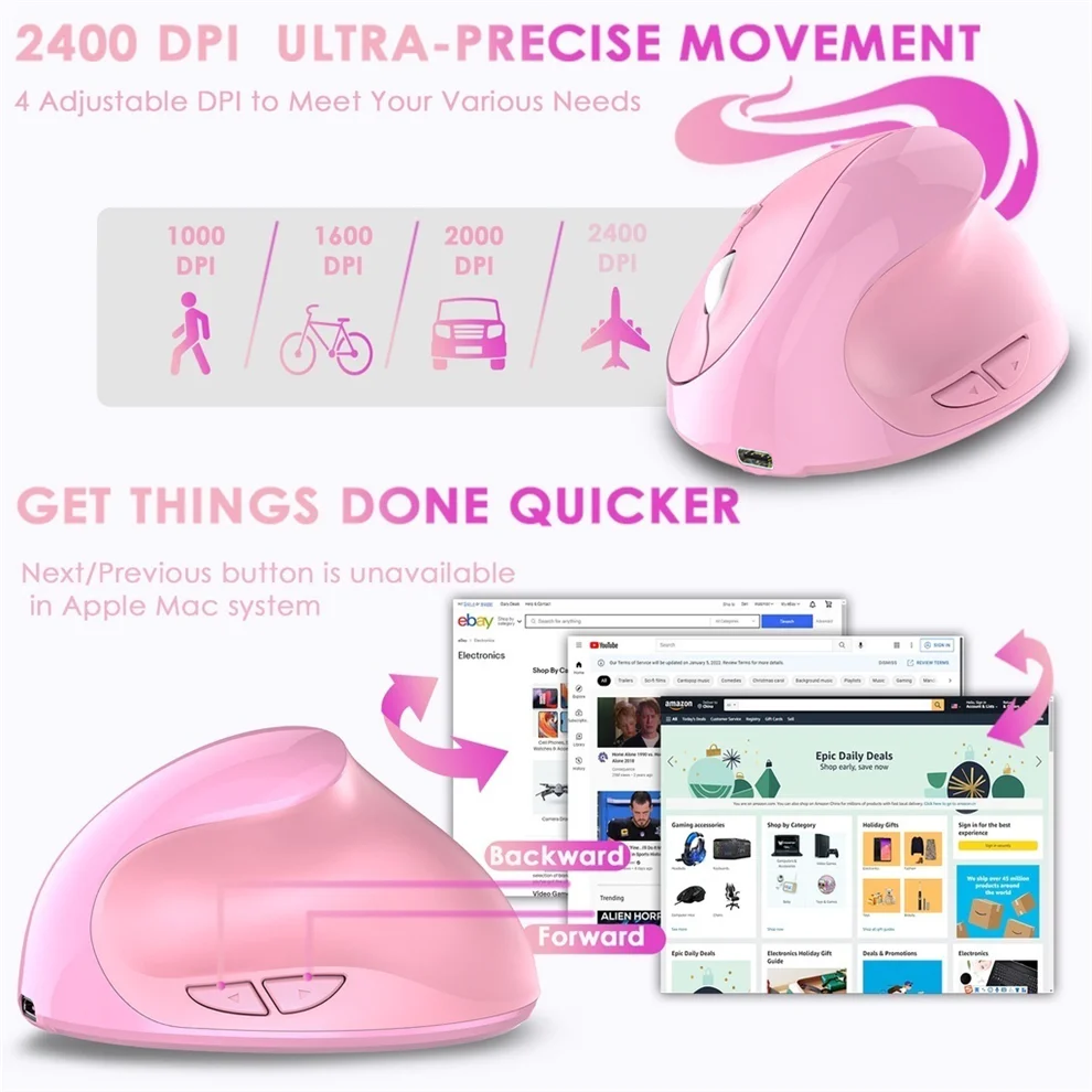 JOMAA Rechargeable Vertical Wireless Mouse – Ergonomic Right-Hand 2.4G USB Gaming & Laptop Mouse
