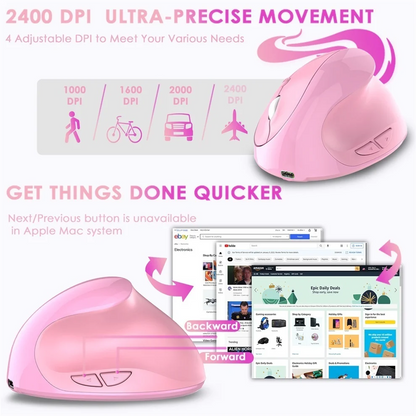 JOMAA Rechargeable Vertical Wireless Mouse – Ergonomic Right-Hand 2.4G USB Gaming & Laptop Mouse