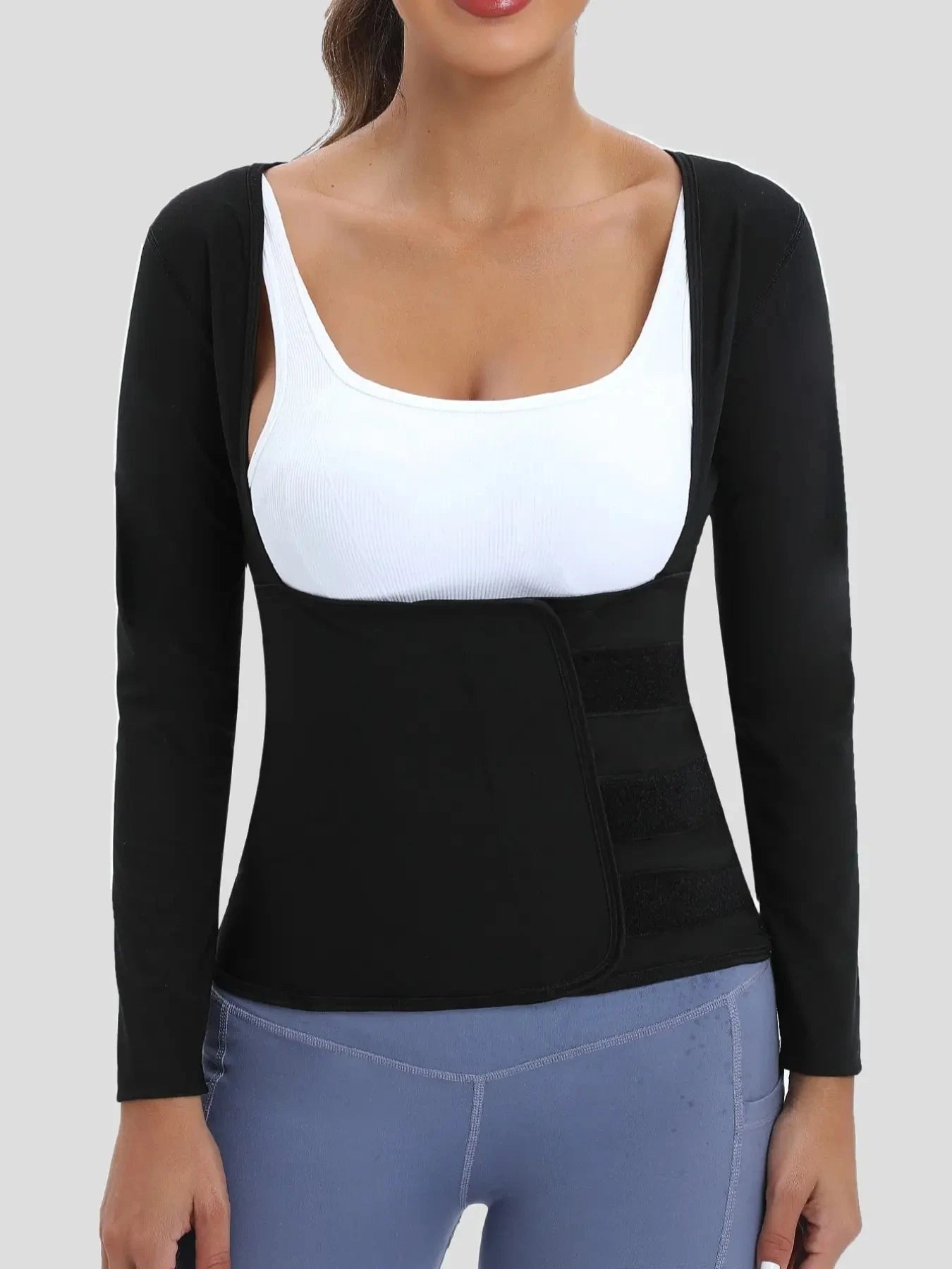 Women's Sauna Suit: Sweat Body Shaper Hot Waist Trainer Long Sleeve Shirt - Workout Top for Shaping and Sweating, Bodysuit