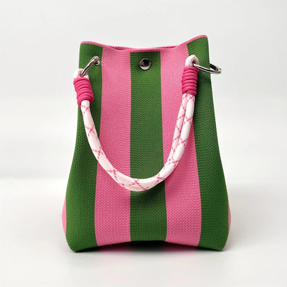 2025 Retro Floral Knitted Handbag – Mixed-Color Tote Bag with Safety Clasp Closure