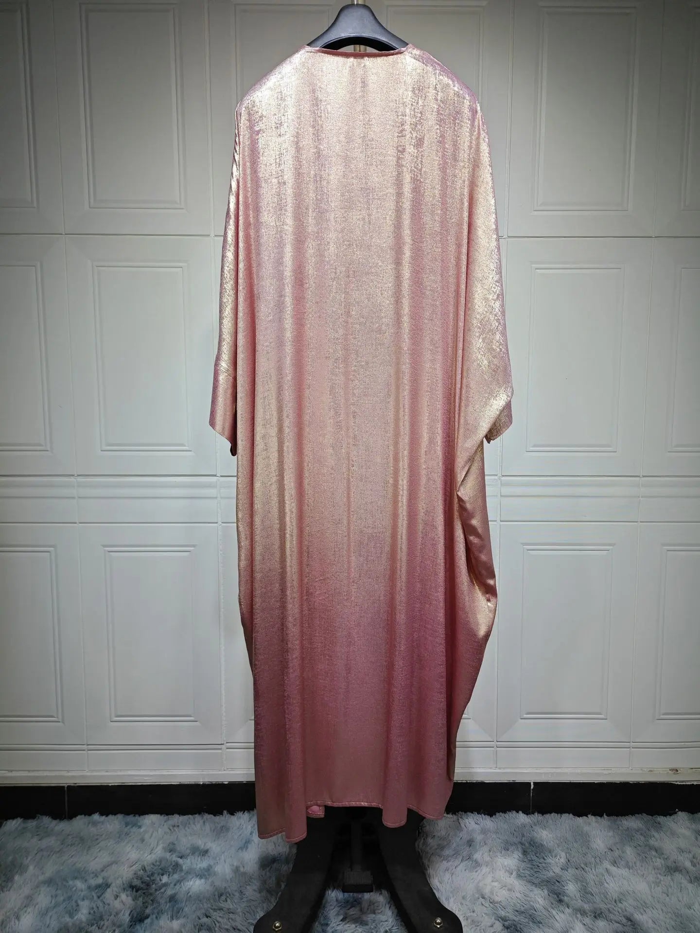 Women’s Shiny Satin Open Kimono Abaya – Luxury Dubai Ramadan Muslim Kaftan Dress