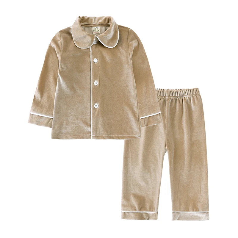 2025 Kids Christmas Pajama Set – Velvet Loungewear Long Sleeve Sleepwear for Boys & Girls
