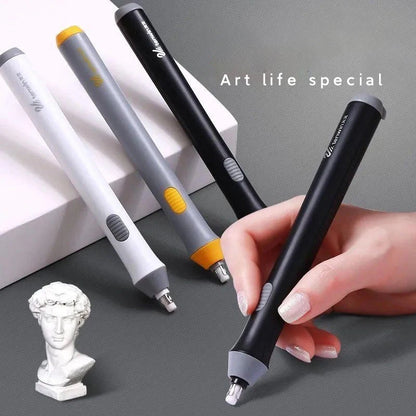 Electric Eraser Kit – Thick & Thin Replaceable Rubber Tips, Low Crumb Precision Erasing Korean School Supplies