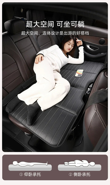 Foldable Car Travel Bed for Rear Seat – Wear-Resistant PU Sleeping Pad Mattress for SUV & Sedan Trips