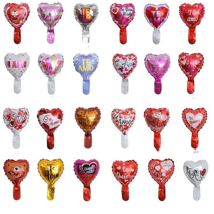 50PCS Spanish “Te Amo” Heart Foil Balloons Set – 6in Love Theme & 18in Heart Balloons for Wedding, Valentine’s Day Party Decorations