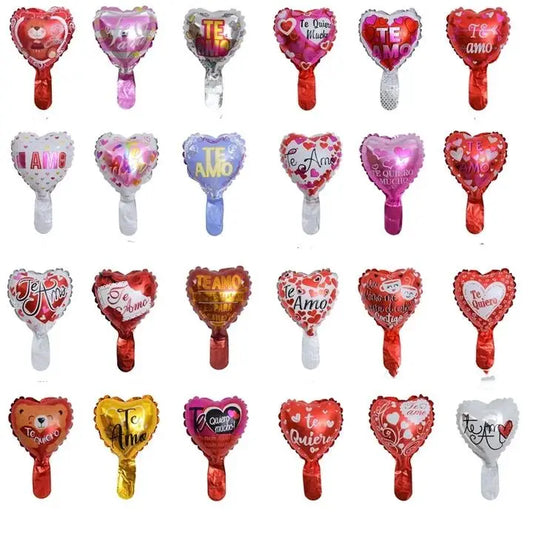 50PCS Spanish “Te Amo” Heart Foil Balloons Set – 6in Love Theme & 18in Heart Balloons for Wedding, Valentine’s Day Party Decorations