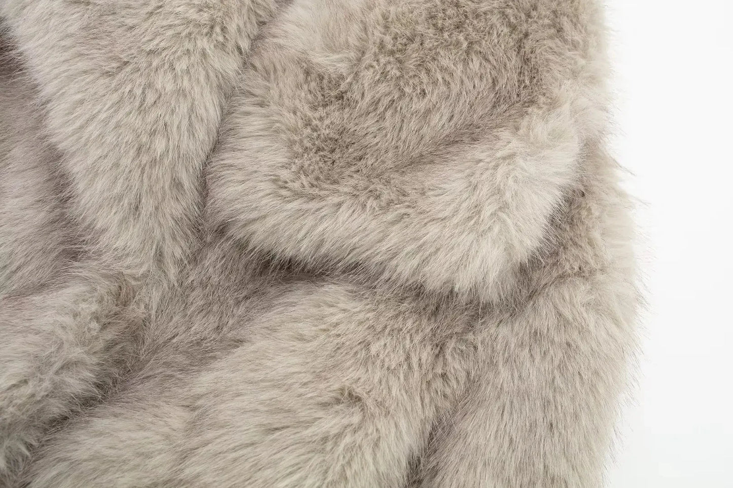 TRAF 2024 Women's Cropped Faux Fur Jacket – Chic Lapel Collar, Long Sleeve, Front Snap-Button Thick Coat